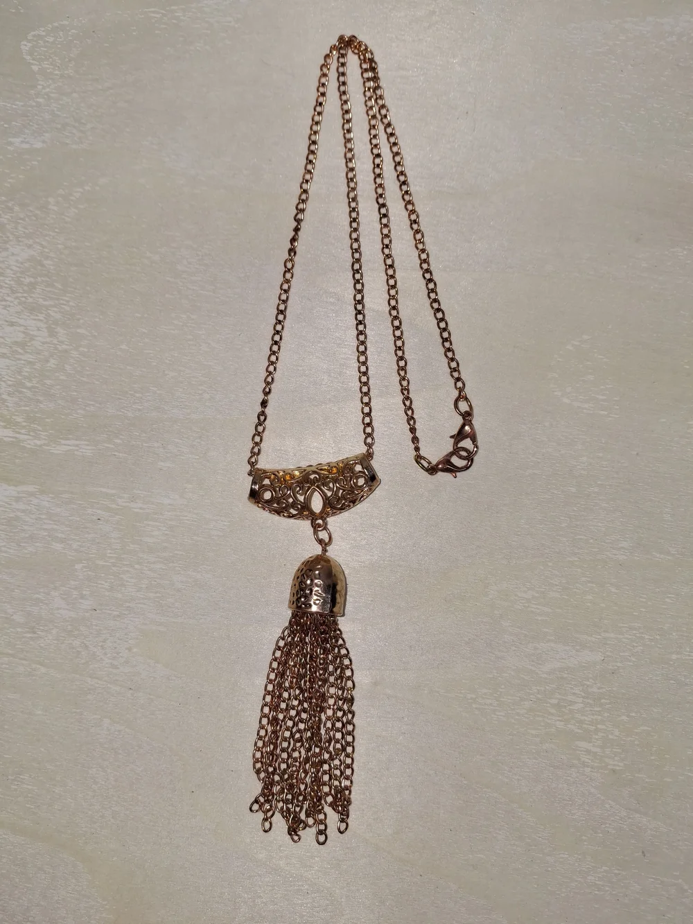 Rose Gold Tassel Pendant Necklace - Women Jewelry
